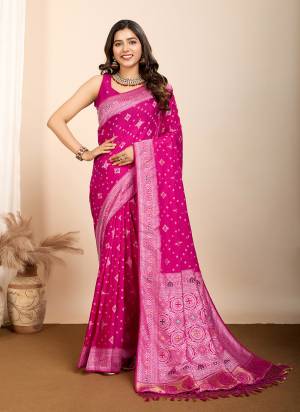 Attrective This Partywear Saree Paired With Blouse.This Saree And Blouse Are Soft Silk Based Fabric With Wevon Meenakari Rich Pallu Designer. Buy This Pretty Saree Now.