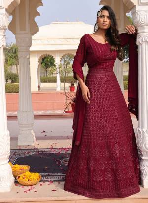 Attrective Looking These Anarkali Suit in Fine Colored Pair With Bottom And Dupatta.These Top Are Georgette And Dupatta Are Fabricated On Georgette Pair With Crepe Bottom.Its Beautified With Designer Embroidery Work.