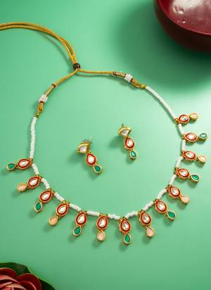 Attrective These Beautifil Multy Colored Necklace.These Necklace is Come Brass Material And Beautified With Kundan Stone Work.