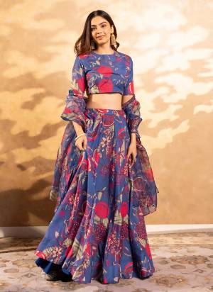 Attrective Looking These Beautiful Looking Readymade Crop Top Lahenga And Dupatta.These Top And Lahenga is Fabricated On Air Tex Chinon And Air Tex Chinon Dupatta.Its Beautified With Designer Floral Digital Printed.