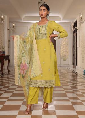 Grab These Suit in Fine Colored Pair With Bottom And Dupatta.These Top And Bottom Are Fabricated On Cotton Silk Pair With Jacquard Shimmer Dupatta.Its Beautified With Designer Embroidery Work.