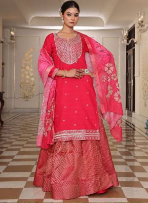 Grab These Suit in Fine Colored Pair With Bottom And Dupatta.These Top And Bottom Are Fabricated On Cotton Silk Pair With Jacquard Shimmer Dupatta.Its Beautified With Designer Embroidery Work.