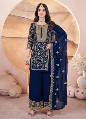 Attrective Looking These Beautiful Looking Readymad Plazzo Top Bottom With Dupatta.These Top And Bottom Dupatta is Fabricated On Georgette.Its Beautified With Designer Sequance,Jari Embroidery Work .