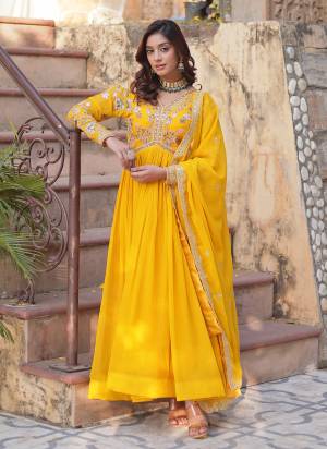 Attrective Looking These Beautiful Looking Readymade Long Gown With Dupatta.These Gown And Dupatta is Fabricated On Faux Georgette.Its Beautified With Designer Multy Thread,Sequance Embroidery Work.