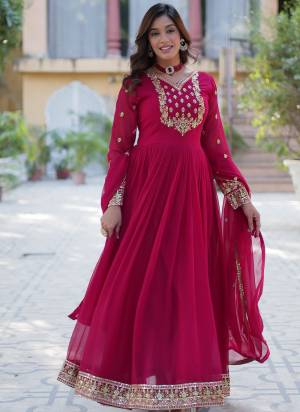 Garb These Beautiful Looking Party Wear Readymade Long Gown With Dupatta.These Gown And Dupatta is Fabricated On Faux Georgette.Its Beautified With Designer Sequance Embroidery Work.