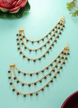 Looking These Beautifil Earring Attached Accessories Fine Colored.These Accessories is Come Brass Material And Beautified With Artificial Beads Work.