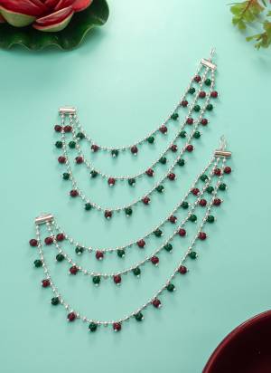 Looking These Beautifil Earring Attached Accessories Fine Colored.These Accessories is Come Alloy Material And Beautified With Artificial Beads Work.