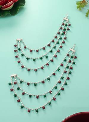 Looking These Beautifil Earring Attached Accessories Fine Colored.These Accessories is Come Alloy Material And Beautified With Artificial Beads Work.