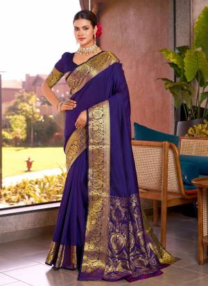 Attrective This Partywear Saree Paired With Blouse.This Saree And Blouse Are Soft Silk Based Fabric With Wevon Jari Designer. Buy This Pretty Saree Now.