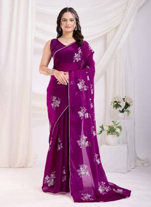 Looking These Party Wear Saree in Fine Colored.These Saree Are Jimmi Choo And Blouse is Mono Banglori Silk Fabricated.Its Beautified With Designer Sequance Embroidery Work.