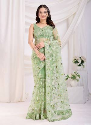 Attective These Party Wear Saree in Fine Colored.These Saree Are Soft Net And Blouse is Mono Banglori Fabricated.Its Beautified With Designer Thread Embroidery Work.