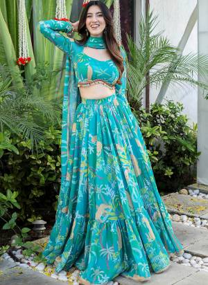 For A Fancy Designer Look,Grab These Lehenga Choli With Dupatta in Fine Colored.These Lehenga Are Georgette And Choli Are Georgette And Dupatta Are Fabricated On Georgette Pair.Its Beautified With Designer Digital Printed.