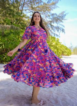 Attrective Looking These Beautiful Looking Readymade Gown.These Gown Are Heavy Rayon Fabricated.Its Beautified With Designer Digital Printed.