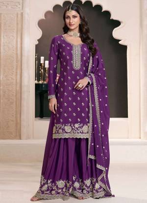 Garb These Designer Plazzo Suits in Fine Colored Pair With Dupatta.These Top Are Chinon And Dupatta Are Fabricated On Chinon Pair With Chinon Bottom.Its Beautified With Heavy Designer Embroidery Work