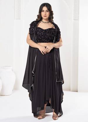 Grab These Party Wear Choli Bottom With Shrug in Fine Colored.These Bottom Are Georgette Choli Are Silk Flower And Shrug Are Fabricated On Georgette Pair.Its Beautified With Self Flower Designer.