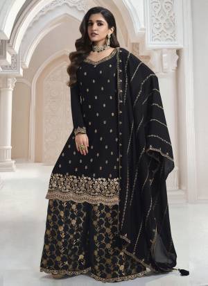 Looking These Party Wear Designer Sharara Suits in Fine Colored Pair With Dupatta.These Top Are Chinon And Dupatta Are Fabricated On Chinon Pair With Chinon Bottom.Its Beautified With Wevon Designer, Embroidery Work
