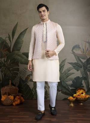 Attractive These Party Wear Readymade Kurta With Jacket Pair in Fine Colored.These Kurta And Jacket Are Viscose Silk Fabricated on Pair.Its Beautified With Wevon Designer With Mirror ,Thread Embroidery Work.