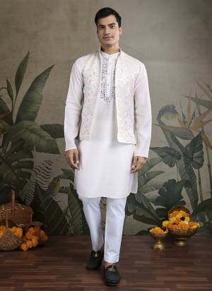 Attractive These Party Wear Readymade Kurta With Jacket Pair in Fine Colored.These Kurta And Jacket Are Viscose Silk Fabricated on Pair.Its Beautified With Wevon Designer With Mirror ,Thread Embroidery Work.