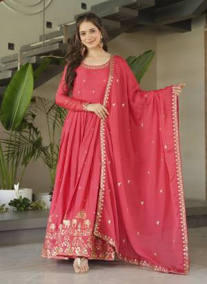 Attractive Looking These Beautiful Looking Readymade Long Gown With Dupatta.These Gown And Dupatta is Fabricated On Chinon.Its Beautified With Designer Jari, Sequance Embroidery Work.
