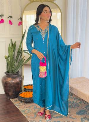 Garb These Beautiful Looking Readymade Suits.These Top And Bottom Are CP Vichitra And Dupatta CP Vichutra Fabricated.Its Beautified With Designer Embroidery Work.