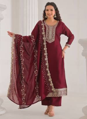 Attractive These Designer Suit in Fine Colored Pair With Bottom And Dupatta.These Top Are Vichitra Silk And Bottom Are Fabricated On Viscose Chanderi Pair With Chinon Dupatta.Its Beautified With Designer Embroidery Work.