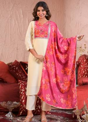 Attractive These Designer Suit in Fine Colored Pair With Bottom And Dupatta.These Top And Bottom Are Fabricated On Chanderi Silk Pair With Crepe Silk Dupatta.Its Beautified With Designer Embroidery Work.