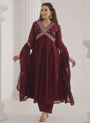 Attractive These Designer Suit in Fine Colored Pair With Bottom And Dupatta.These Top And Bottom Are Fabricated On Vichitra Silk Pair With Chinon Dupatta.Its Beautified With Designer Embroidery Work.