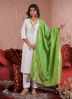 Attractive These Designer Suit in Fine Colored Pair With Bottom And Dupatta.These Top And Bottom Are Fabricated On Viscose Blend Pair With Viscose Jacquard Dupatta.Its Beautified With Designer Embroidery Work.