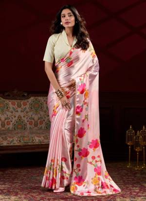 Attractive Look These Party Wear Saree in Fine Colored.These Saree Are Japan Satin Silk And Blouse is Japan Satin Silk Fabricated.Its Beautified With Designer Flower Digital Printed,Pearl Lace Border.