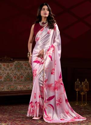 Attractive Look These Party Wear Saree in Fine Colored.These Saree Are Japan Satin Silk And Blouse is Japan Satin Silk Fabricated.Its Beautified With Designer Flower Digital Printed,Pearl Lace Border.