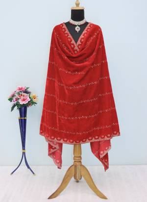 Grab These Beautiful Colored Ethnic Dupatta.This Dupatta is Fabricated On Beautiful Velvet Fabric . It Is Beautified With Beautiful Designer Sequance Embroidery Cut Work.