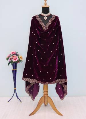 Grab These Beautiful Colored Ethnic Dupatta.This Dupatta is Fabricated On Beautiful Velvet Fabric . It Is Beautified With Beautiful Designer Sequance Embroidery Cut Work.