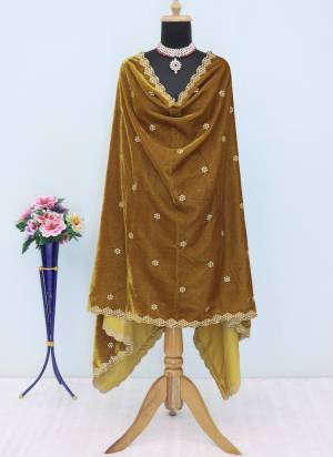 Grab These Beautiful Colored Ethnic Dupatta.This Dupatta is Fabricated On Beautiful Velvet Fabric . It Is Beautified With Beautiful Designer Sequance Embroidery Cut Work.