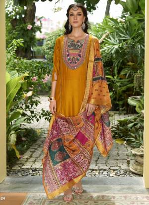 Attractive These Beautiful Looking Readymade Suits.These Top And Bottom Are Vichitra Silk And Dupatta Are Jacquard Silk Fabricated.Its Beautified  With Disigner Printed With Hand Work.