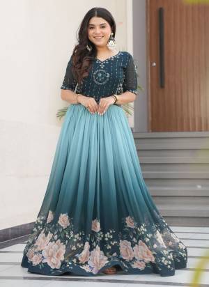 Attractive Looking These Beautiful Looking Readymade Long Gown.These Gown is Fabricated On Faux Georgette.Its Beautified With Floral Padding Digital Printed,Beads Embroidery Work.