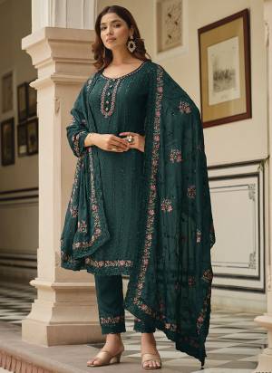 Attractive Looking These Party Wear Suit in Fine Colored Pair With Bottom And Dupatta.These Top Are Chinon And Dupatta Are Fabricated On Chinon Pair With Chinon Bottom.Its Beautified With Designe Heavy Multy Thread Embroidery Work.