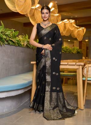 Attractive This Party Wear Saree Paired With Blouse.This Saree And Blouse Are Chinon Based Fabric With Wevon Jacquard Jari Designer. Buy This Pretty Saree Now.