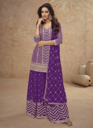 Attrective Looking These Plazzo Suit in Fine Colored Pair With Bottom And Dupatta.These Top And Dupatta Are Fabricated On Chinon Pair With Chinon Bottom.Its Beautified With Heavy Designer Embroidery Work.