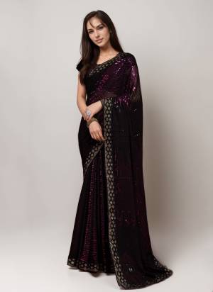 Looking These Party Wear Saree in Fine Colored.These Saree Are Georgette And Blouse is Banglori Fabricated.Its Beautified With Designer Sequance Embroidery Work.