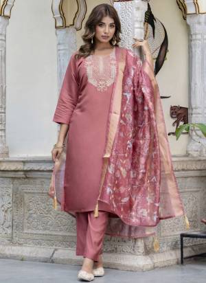 Garb These Beautiful Looking Party Wear Readymade Suits With Dupatta.These Suit is Fabricated On Top Are Silk Blend  And Bottom Are Silk Blend And Organza Dupatta .Its Beautified With Designer Thread Embroidery Work.