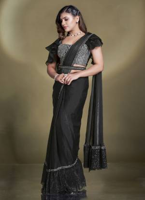 Look Attrective These Designer Party Wear Ready To Wear Saree With Blouse in Fine Colored.These Saree Are Two Tone Satin Silk And Blouse Crepe is Fabricated.Its Beautified Solid,Desiger Sequance,Beads,Aari Hand Work And Belt.