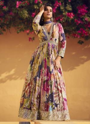 Garb These Party Wear Anarkali Suit in Fine Colored Pair With Dupatta.These Top Are Chinon And Dupatta Are Net And Pair With Santoon Inner.Its Beautified With Designer Printed With Embroidery Work.
