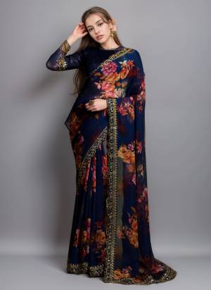 Looking These Party Wear Saree in Fine Colored.These Saree Are Georgette And Blouse is Banglori Fabricated.Its Beautified With Designer Printed With Embroidery Cut Work Lace.