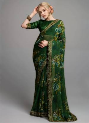Looking These Party Wear Saree in Fine Colored.These Saree Are Georgette And Blouse is Banglori Fabricated.Its Beautified With Designer Printed With Embroidery Cut Work Lace.