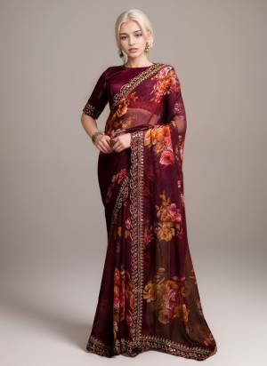 Looking These Party Wear Saree in Fine Colored.These Saree Are Georgette And Blouse is Banglori Fabricated.Its Beautified With Designer Printed With Embroidery Cut Work Lace.