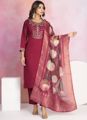 Attractive These Designer Suit in Fine Colored Pair With Bottom And Dupatta.These Top Are Viscose Chanderi And Bottom Are Fabricated On Viscose Chanderi Pair With Jacquard Dupatta.Its Beautified With Designer Embroidery Work.