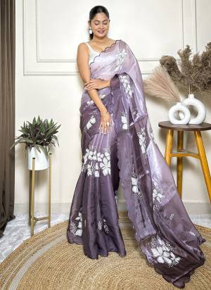 Attrective These Party Wear Saree in Fine Dual Shaded Colored.These Saree Are Jimmy Choo And Blouse is Satin Silk Fabricated.Its Beautified With Pedding Color Printed With Designer Sequance Embroidery Work.