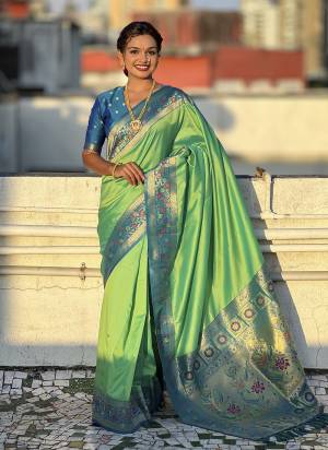 Attrective These Party Wear Saree in Fine Colored.These Saree And Blouse is Fabricated On Soft Silk.Its Beautified With Weaving Jacquard Kadiyal Paithani Gala Designer.