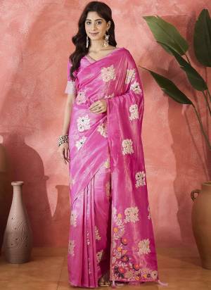 Looking These Party Wear Saree in Fine Colored.These Saree And Blouse Is Shimmer Silk Fabricated.Its Beautified With Wevon Jacquard Designer.