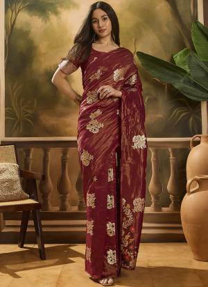 Looking These Party Wear Saree in Fine Colored.These Saree And Blouse Is Shimmer Silk Fabricated.Its Beautified With Wevon Jacquard Designer.